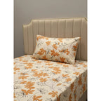 Juego De Sabanas Franela Mariol 100% Algodón Individual Naranja Floreado Naranja