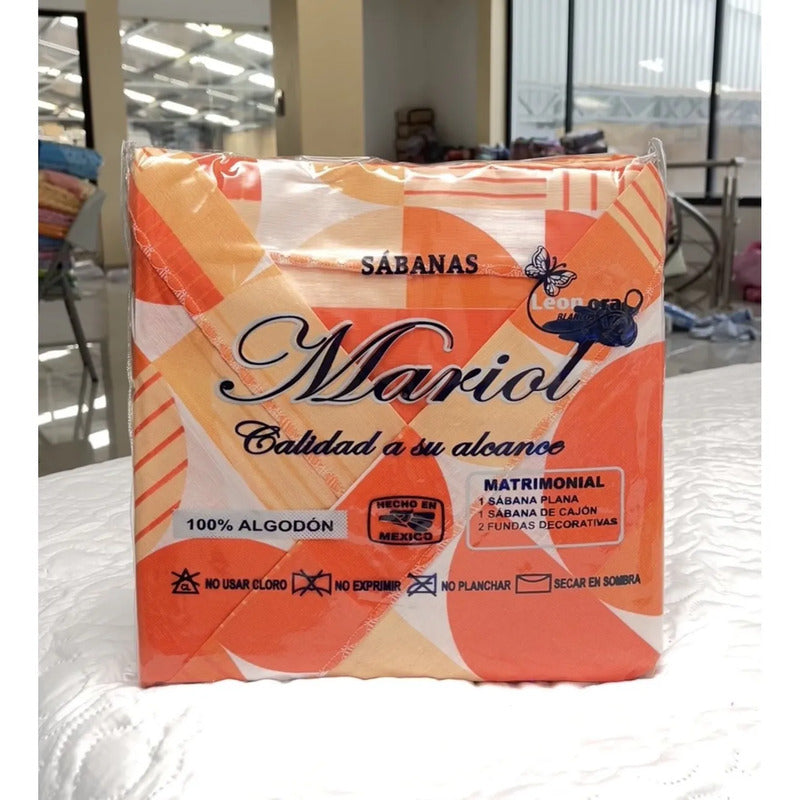 Juego De Sabana Matrimonial 100% Algodón Suaves Y Frescas Coral Circular Naranja