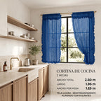 Juego De Cortinas 2 Paneles 2.50x1.95 De Ventana Transparent Azul Marino
