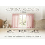 Juego De Cortinas 2 Paneles 2.50x1.95 De Ventana Transparent Rosa Claro
