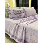 Juego De Sabana Matrimonial 100% Algodón Suaves Y Frescas Lila Mini Flor Morada