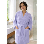 Bata De Baño Unisex 100% Algodón Suave, Absorbente Y Cómoda Violeta Lisa Lavanda M-l