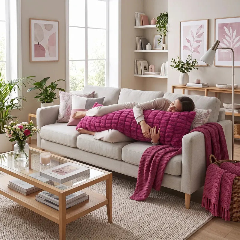 Almohada Providencia Super Jumbo Piel Jacquard Suave Fucsia