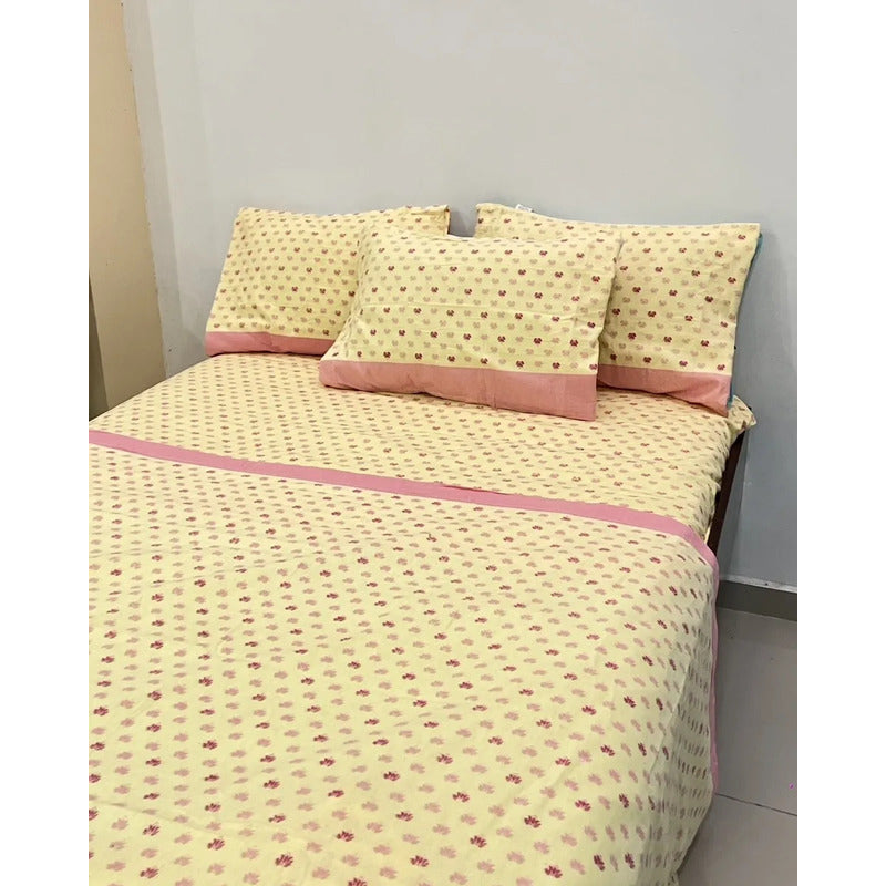 Juego De Sabanas Franela Mariol 100% Algodón King Size Amarillo Mini Flor Amarilla