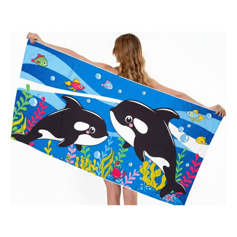 Toalla De Mano Microfibra Leonora. Set De 6 Toallas 110x60cm Azul Orca