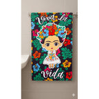 Toalla De Mano Microfibra Leonora. Set De 6 Toallas 110x60cm Negro Frida Kahlo Viva La Vida