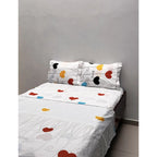 Juego De Sabana Matrimonial Leonora Tacto Suave Y Fresco Blanco Corazones Pop