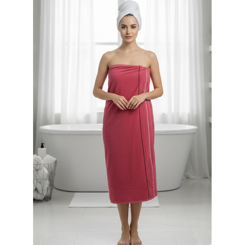 Toallas Baño Completo 100% Algodón Super Absorbente Rojo Fiusha