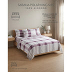 Juego De Sábanas Térmicas Polar Algodón King Size Invernal Lila Berry Lila