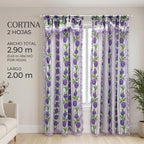 Cortinas Estampadas Para Ventana Con Forro Interior 2.9x2m Índigo