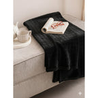 Frazada Térmica Leonora Matrimonial Extra Suave-grabada Cuadros Negro Negro