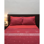Juego De Sabanas 6 Piezas Tacto Bambu Premium Quality Rojo Hojitas Rojas