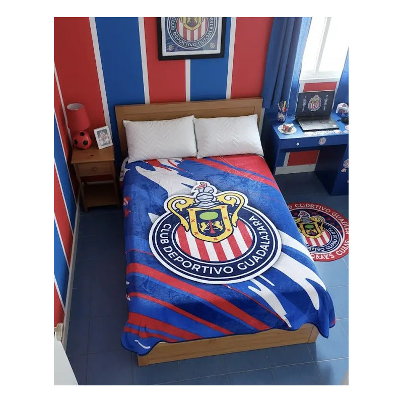 Frazada Providencia De Equipos Matrimonial Super Calientita Chivas Rojo