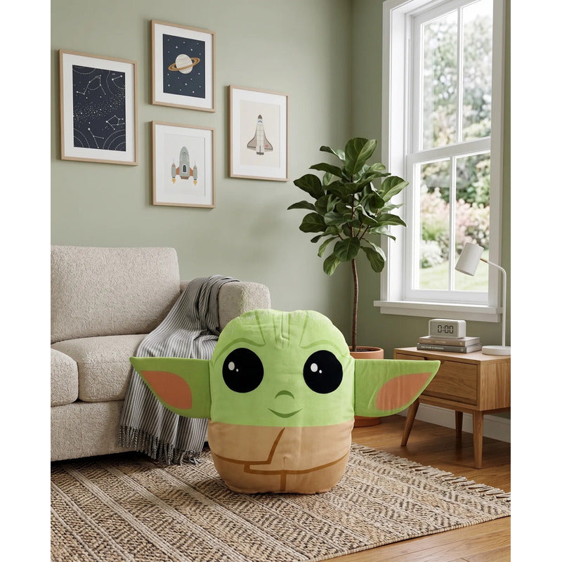 Almohada Providencia Abrazable Baby Yoda / Grogu Super Suave Verde Claro