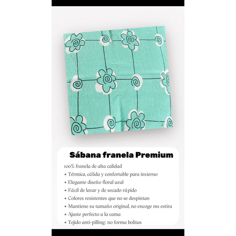 Juego De Sabanas Franela Mariol 100% Algodón Matrimonial Turquesa Acapulco Turquesa