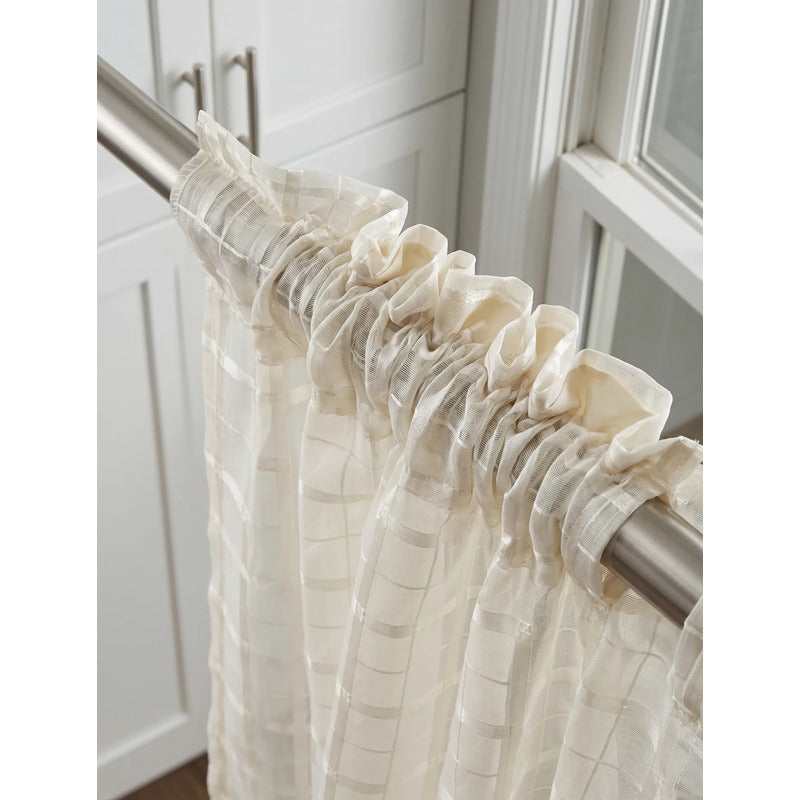 Juego De Cortinas 2 Paneles 2.50x1.95 De Ventana Transparent Beige