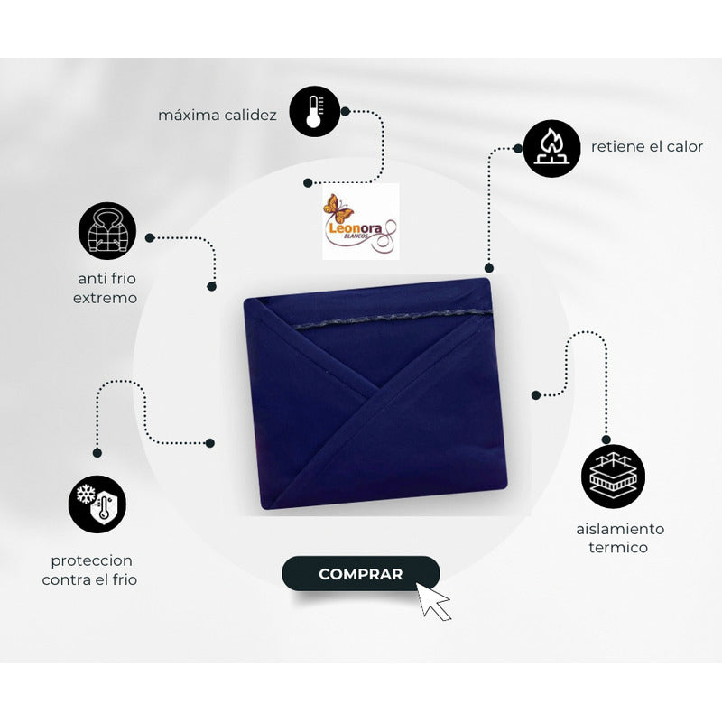 Juego De Sábanas Térmicas Polar Algodón Leonora Matrimonial Azul Oscuro Azul Noche