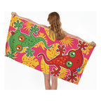 Toalla De Mano Microfibra Leonora. Set De 6 Toallas 110x60cm Rojo Par Lagartijas
