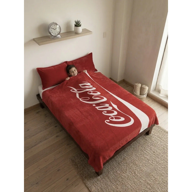 Frazada Matrimonial Providencia Coca Cola Clasic Suave Coca Cola Clasic 700 G Rojo