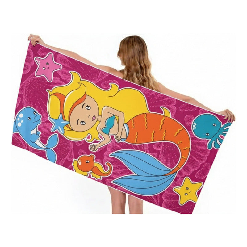 Toalla De Mano Microfibra Leonora. Set De 6 Toallas 110x60cm Rosa Sirena Amarilla