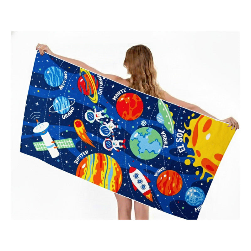 Toalla De Mano Microfibra Leonora. Set De 6 Toallas 110x60cm Azul Astronautas