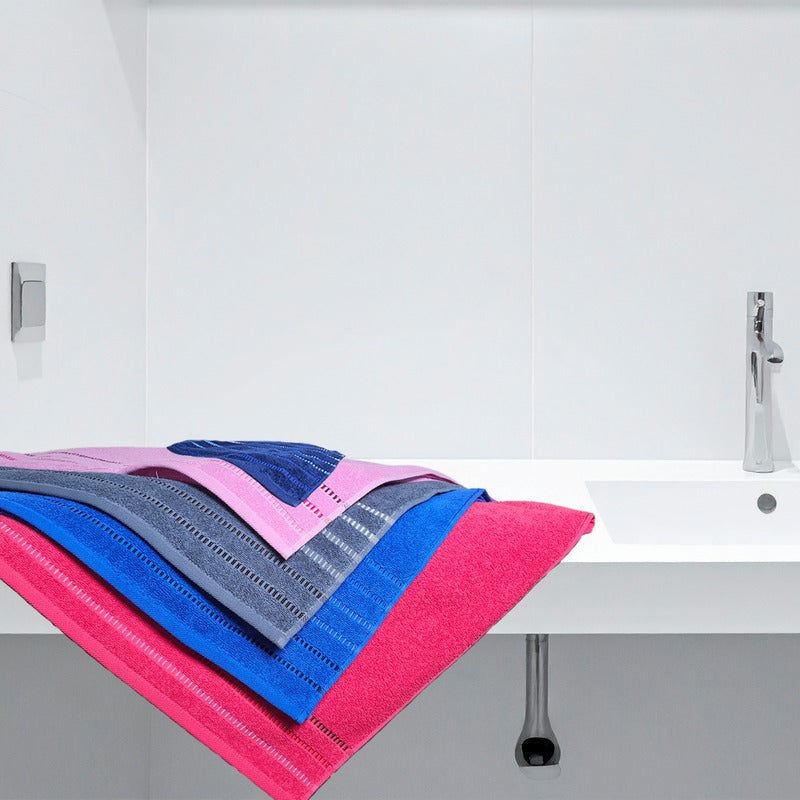 Toalla Baño Completo 100% Algodón Super Absorbente, Set-5pzs Rosa Chicle Lisa