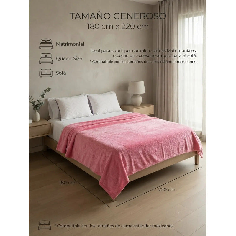 Cobertor Frazada Matrimonial Ligera Super Suave Y Calientita Espiga 700 G Rosa Claro