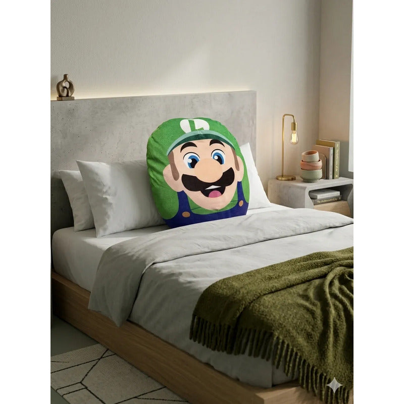 Almohada Providencia Abrazable Mario Bros De Luigi Suave Verde Lima