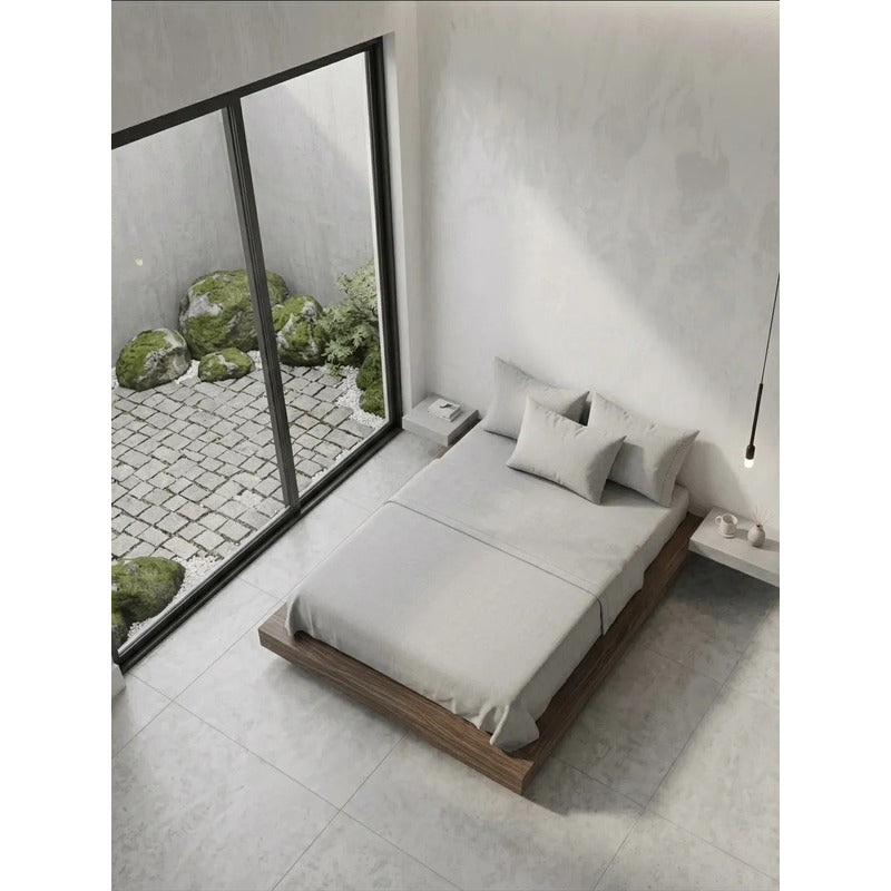 Juego De Sabanas King Size Leonora Percal Algodón 144h Lisas Gris Gris Liso