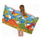 Toalla De Mano Microfibra Leonora. Set De 6 Toallas 110x60cm Naranja Dinosaurios
