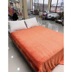 Cobertor Frazada Matrimonial Ligera Super Suave Y Calientita Rayado 700 G Coral Claro / Melón