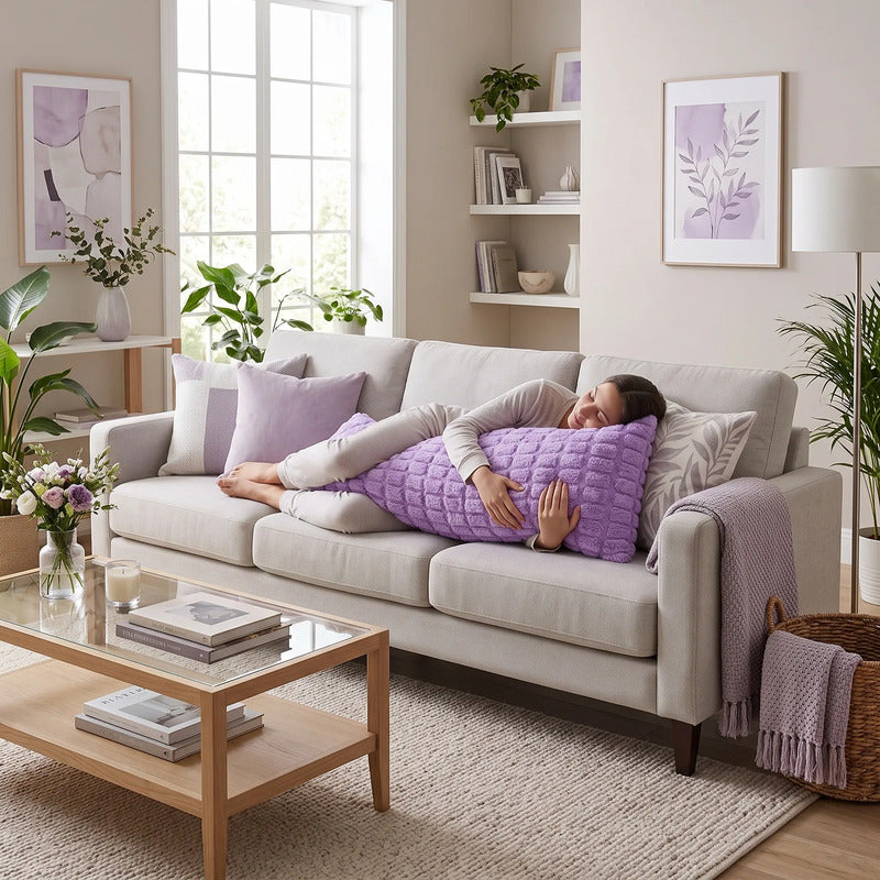 Almohada Providencia Super Jumbo Piel Jacquard Suave Lavanda