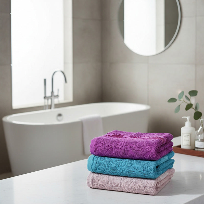 Tallas De Medio Baño 100% Algodón Super Absorbente Monarca Violeta Colección 3