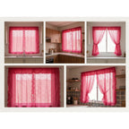 Juego De Cortinas 2 Paneles 2.50x1.95 De Ventana Transparent Rosa Fuerte