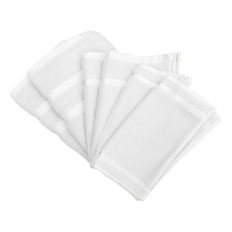 Juego De Toallas De Microfibra  Premium Absorbentes Y Suaves Blanco Cuerpo-manos Y Facial Blanca Lisa