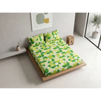 Sábana De Cajón Matrimonial +2 Fundas De Almohada Algodón Verde Circular Verde