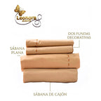 Juego De Sábanas Matrimonial Algodón Percal 144 Hilos-fresca Nude Lisa Suave Y Transpirable De Calidad Premium
