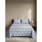Juego Sabanas Matrimonial Amacener 100% Algodón Cajón Alto Azul Acero Rombo Azul