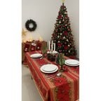 Mantel Navideño Leonora Rectangular 150x300 De Alta Calidad. Bordó Rama De Noche Buena