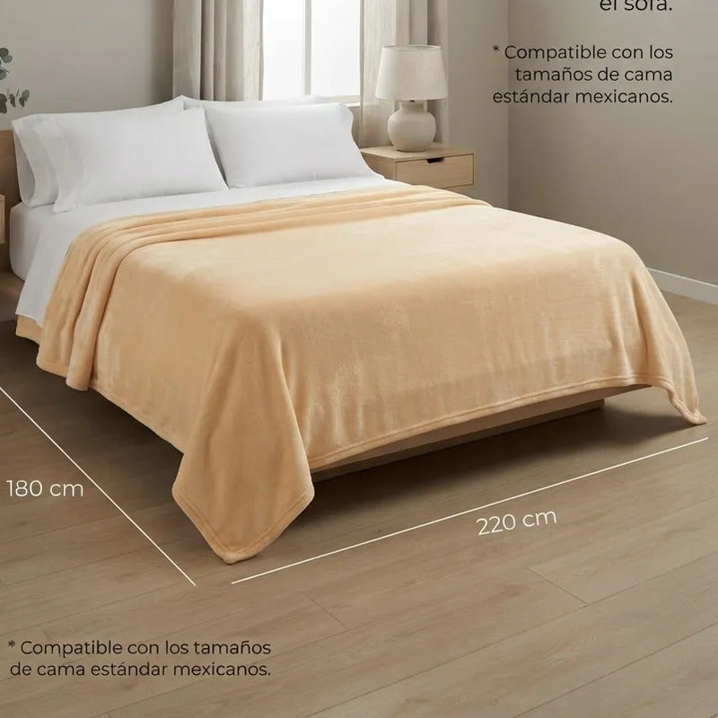 Cobertor Frazada Matrimonial Textura Durazno Lisa Calientita Melon Lisa 700 G Crema