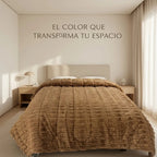 Edredón Matrimonial Acolchado Doble Vista Textura Térmica Marrón Claro Piel De Conejo