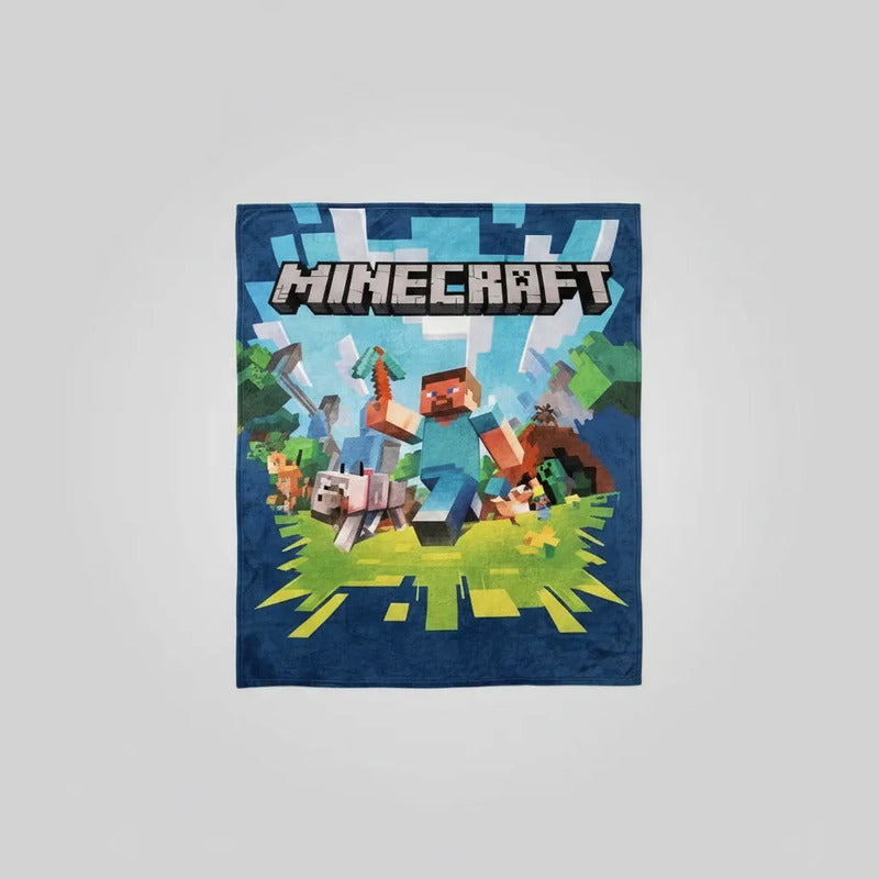 Frazada Matrimonial Providencia De Minecraft Batalla Minecraft 700 G Azul