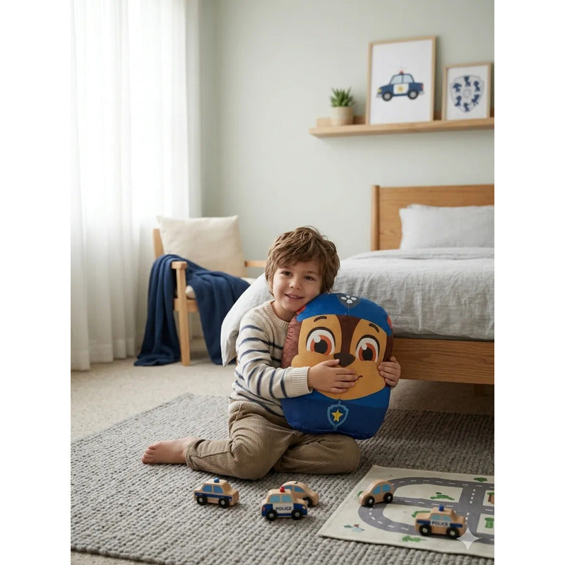 Almohada Providencia Abrazable De Paw Patrol Chase Suave Azul Acero