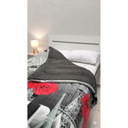 Cobertor Borrega Amanecer | Matrimonial, Suave Y Acolchado Paris Rojo Gris Oscuro
