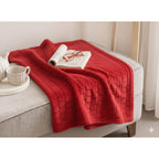Frazada Térmica Leonora Matrimonial Extra Suave-grabada Cuadros Rojo Rojo