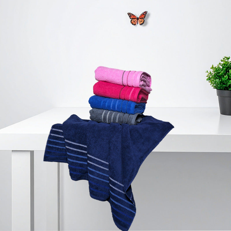 Toalla Baño Completo 100% Algodón Super Absorbente, Set-5pzs Rosa Chicle Lisa