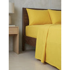 Juego De Sabanas King Size Leonora Percal Algodón 144h Lisas Amarillo Amarillo Liso