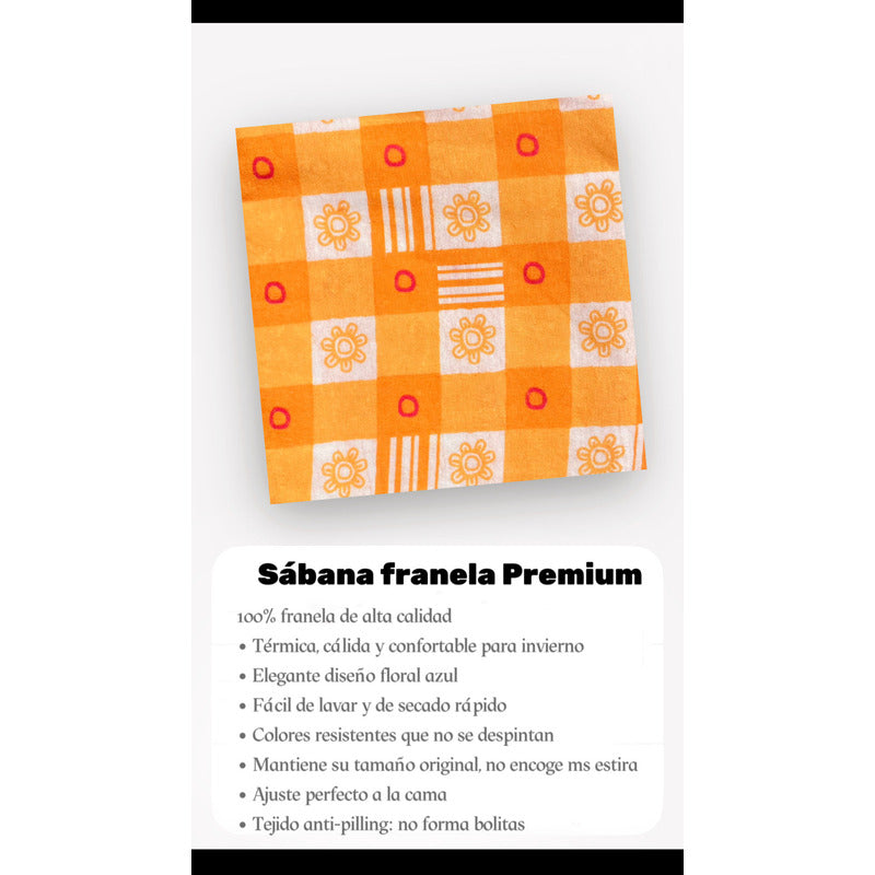 Juego De Sabanas Franela Mariol 100% Algodón Matrimonial Amarillo Cuadro Flor Amarilla