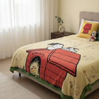 Frazada Matrimonial  Extra Suave Y Calientita Snoopy Caita Crema