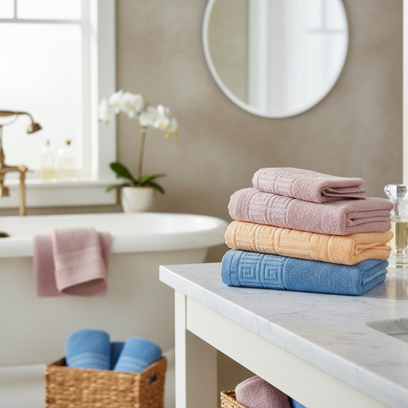 Tallas De Medio Baño 100% Algodón Super Absorbente Maya Rosa Colección 1